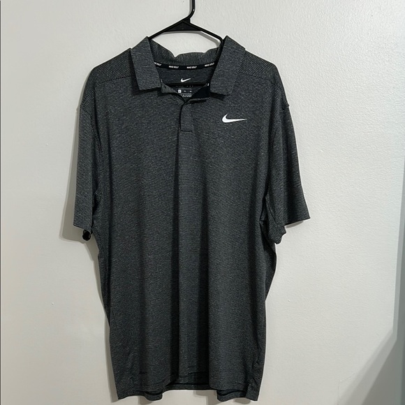 Nike Dri Fit Golf Shirt black stripe P to P 24 in L 31 in excellent cond XL - Picture 4 of 5